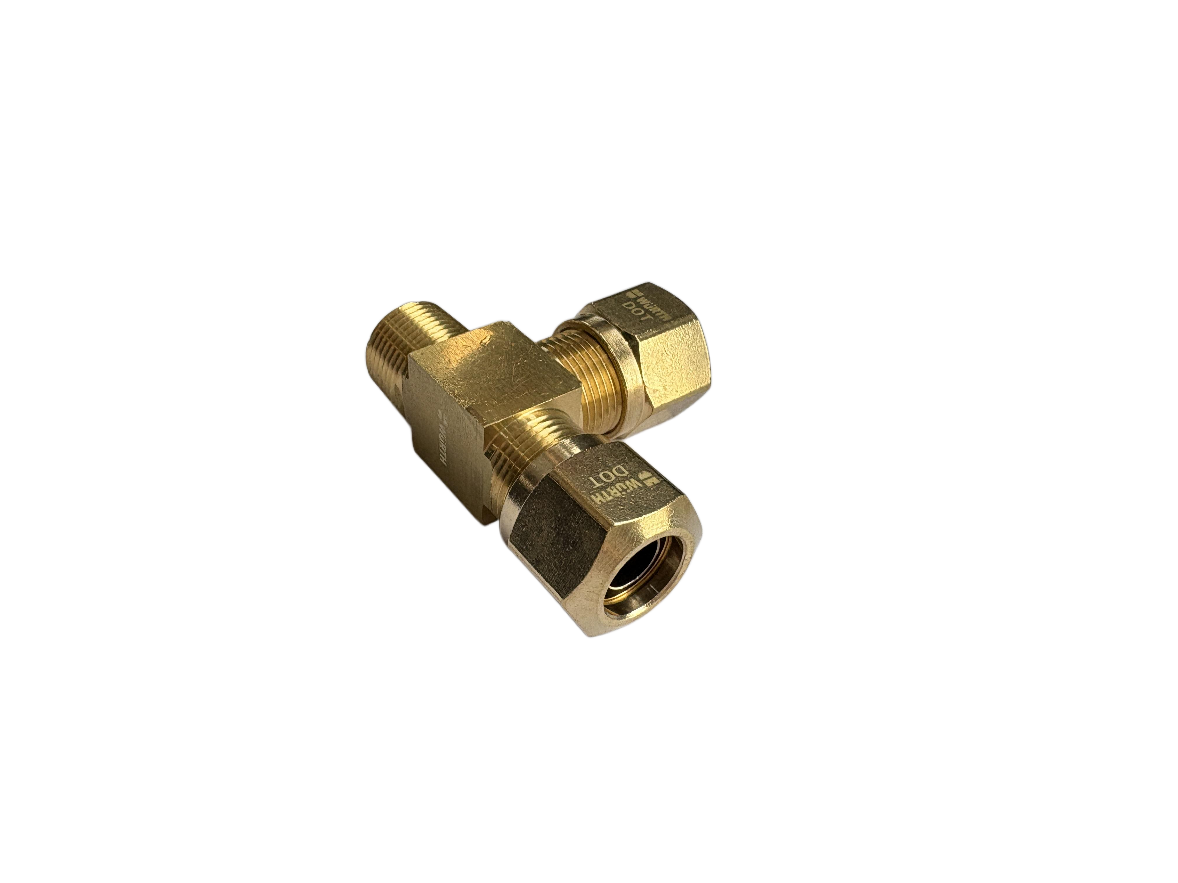 CONNECTOR TEE AIRBRAKE-TUBE1/4IN-MALEPIPE1/8NPT